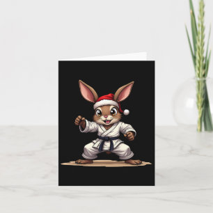 Carte Lapin drôle en uniforme de karaté pour Noël