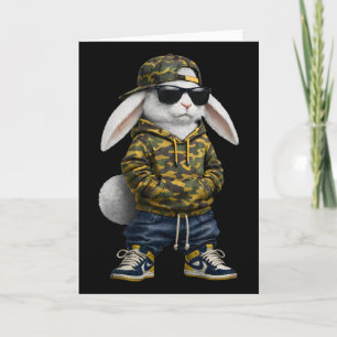 Carte Lapin Drôle Hip-Hop Lapin Camo Pâques Hommes Garço