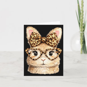 Carte Lapin drôle visage lunettes bandana léopard lapin