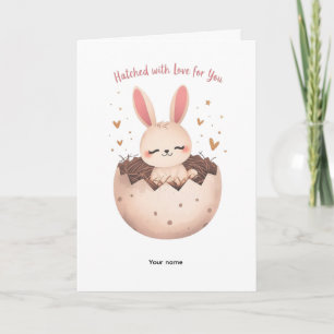 Carte Lapin Éclos Mignon avec Amour