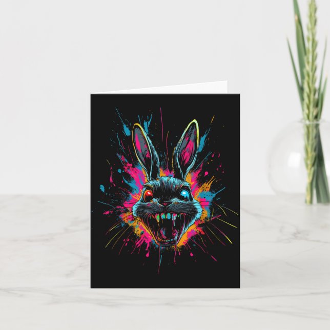 Carte Lapin effrayant Halloween Horreur Pâques Jour Lapi (Devant)