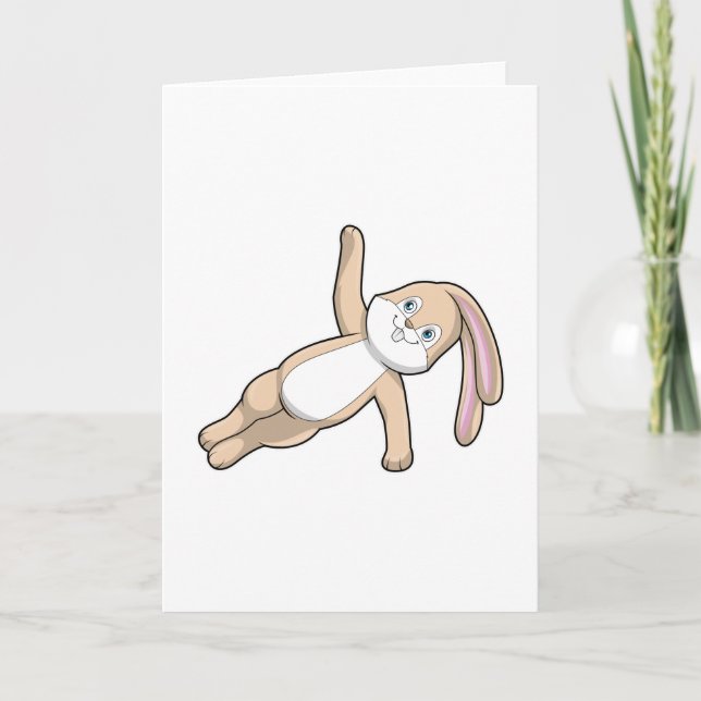 Carte Lapin en étirement de yoga (Devant)
