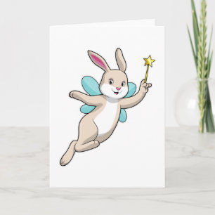 Carte Lapin en fée avec baguette magique