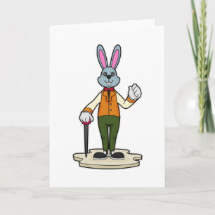 Carte Lapin en gentleman avec canne