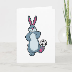 Carte Lapin en joueur de football avec ballon de footbal