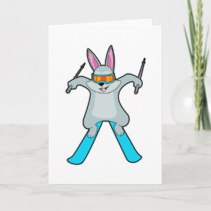 Carte Lapin en skieur avec ski