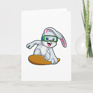 Carte Lapin en tant que snowboardeur avec planche à neig