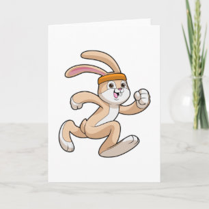 Carte Lapin en train de courir avec un bandeau