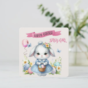 Carte Lapin et Pâques Panier Joyeux bébé de Pâques Fille