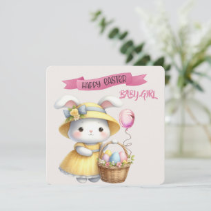 Carte Lapin et Pâques Panier Joyeux bébé de Pâques Fille