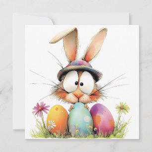 Carte Lapin fantaisiste avec œufs de Pâques décorés Cart