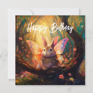 Carte Lapin fantaisiste dans une forêt enchantée Joyeux