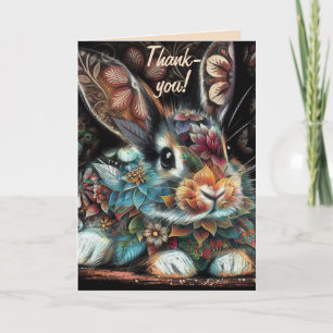 Carte Lapin Fantaisiste Fleuriste Abstrait Anniversaire