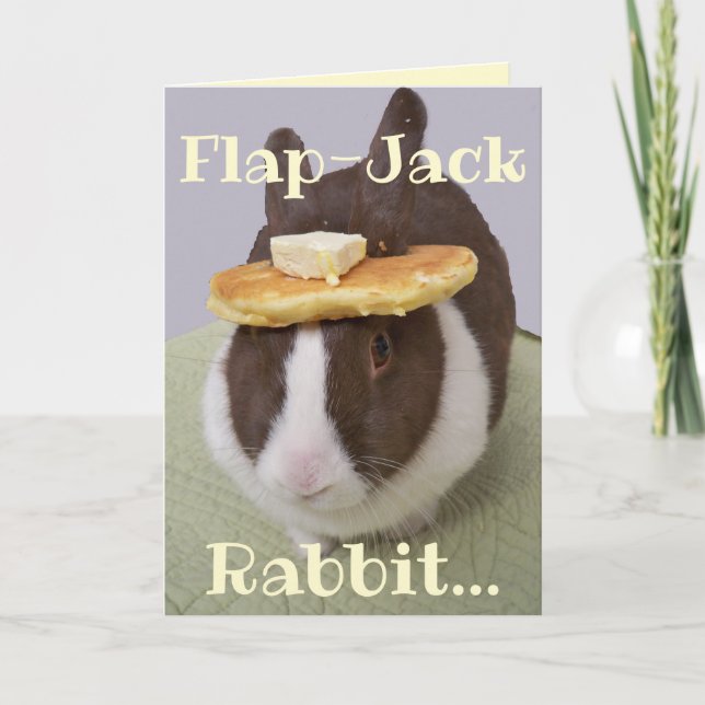 Carte Lapin Flapjack Bunnie Crêpe Chapeau Humoristique P (Devant)