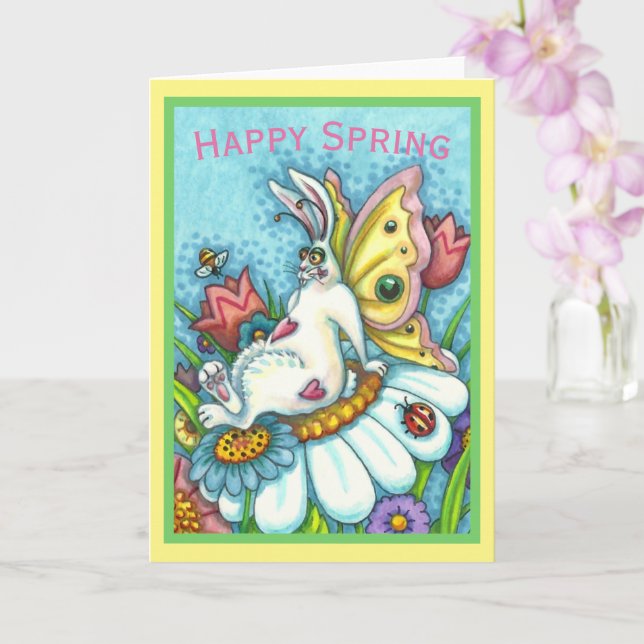 CARTE LAPIN FLUTTERBUN DU PRINTEMPS HEUREUX, LAPIN DRÔLE (Orchidée)
