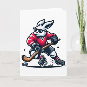 Carte Lapin Hockey sur glace Bunny Jour de Pâques 
