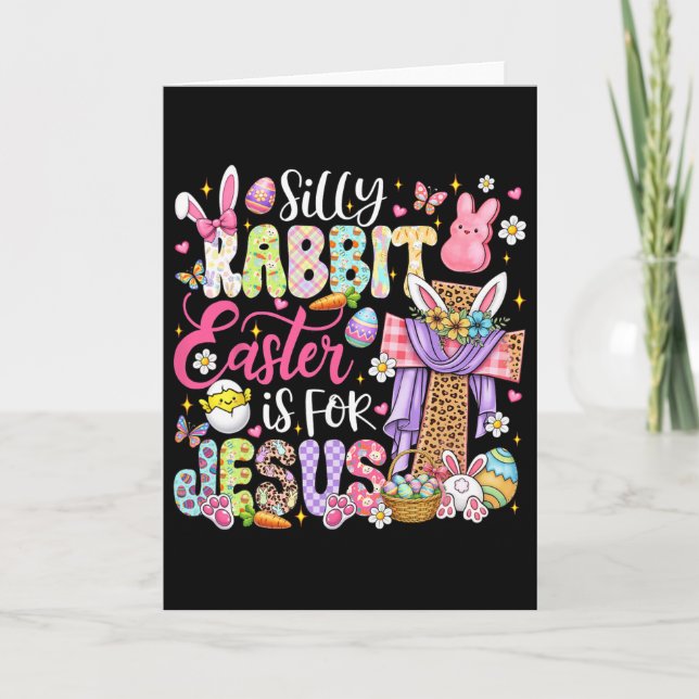 Carte Lapin idiot Pâques est pour Jésus Mignon lapin Chr (Devant)