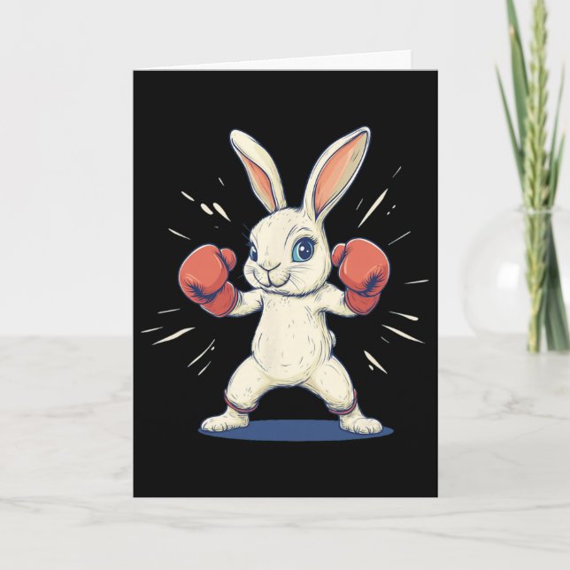 Carte Lapin Incroyable Avec Gants De Boxe Pour Les Amour (Devant)
