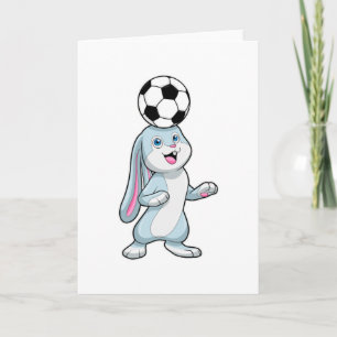 Carte Lapin joueur de football avec ballon de football