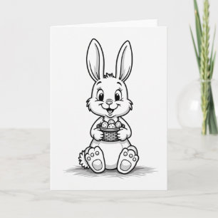 Carte Lapin Joyeux et Œufs