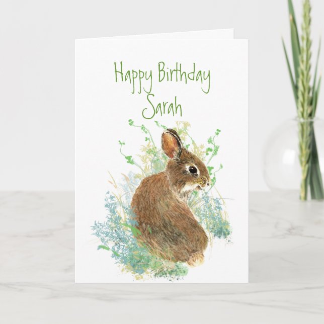 Carte Lapin Lapin Anniversaire Nom personnalisé Animal (Devant)