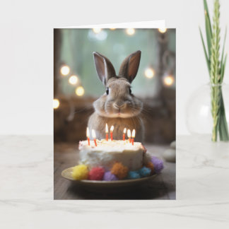 Carte Lapin lapin avec gâteau d'anniversaire