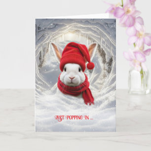 Carte Lapin lapin blanc mignon de Noël