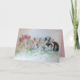 Carte Lapin Lapin Lapin Aquarelle Anniversaire