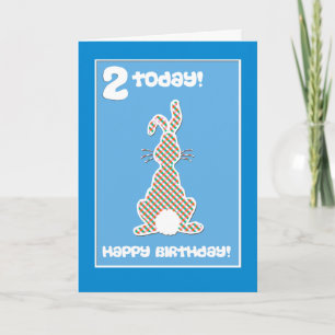 Carte Lapin lapin mignon sur bleu 2e anniversaire Saluta