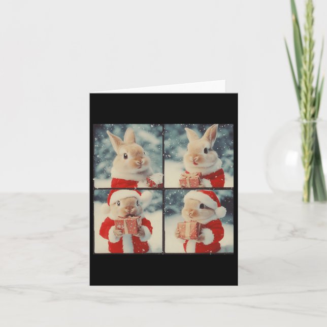 Carte Lapin Lapin Père Noël Animal Photographie Noël Ra (Devant)