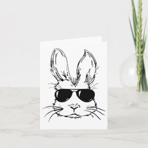 Carte Lapin Mignon Tie-Dye Fille Lunettes Visage Joyeuse