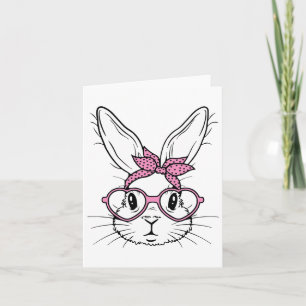 Carte Lapin Mignon Visage De Lapin Avec Bandana Coeur Gl