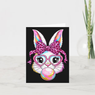 Carte Lapin mignon visage de léopard coquette lunettes a