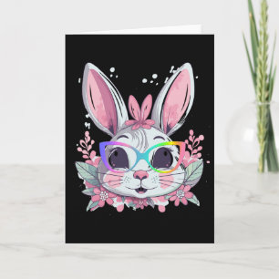 Carte Lapin Mignon Visage Tie Dye Gles Fille Heureuse Pâ