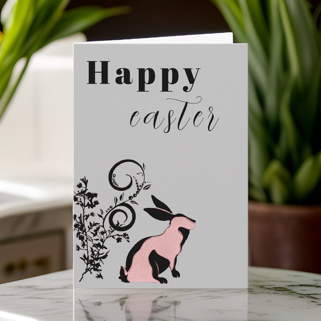 Carte Lapin Moderne Joyeuses Pâques Personnalisé (Créateur téléchargé)