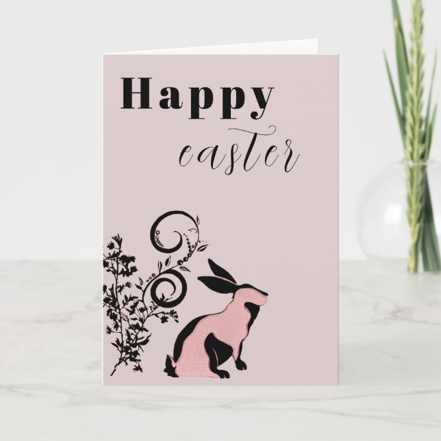 Carte Lapin Moderne Joyeuses Pâques Personnalisé (Devant)