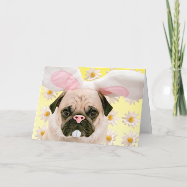 Carte Lapin Oreilles de Pug (Devant)