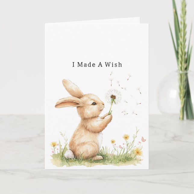 Carte Lapin Pissenlit Fleur Vœu Amour (Devant)