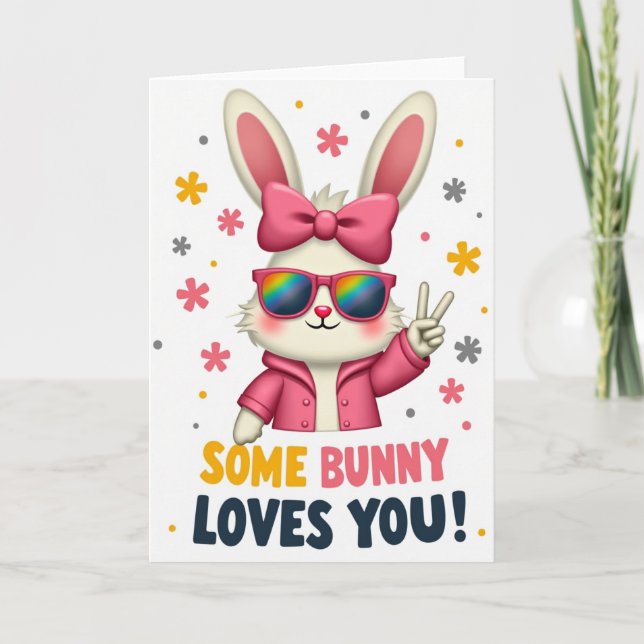 Carte Lapin Polka Dot T'aime (Devant)