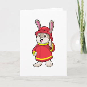 Carte Lapin pompier avec casque