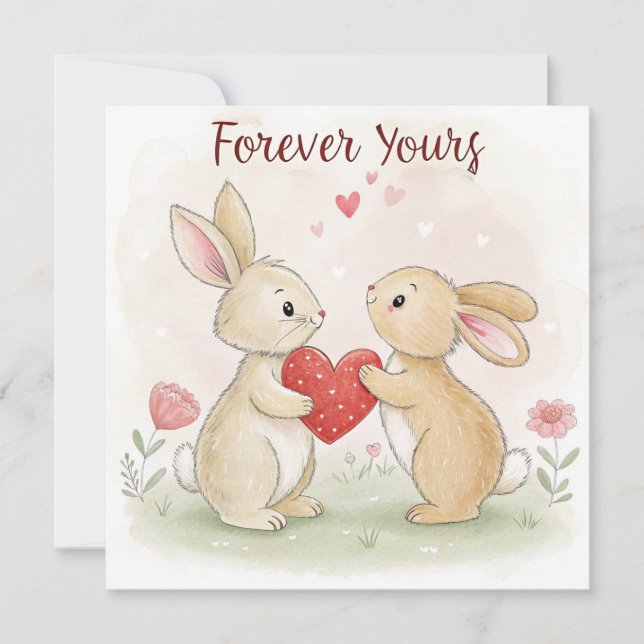 Carte Lapin Romantique – À jamais vôtre (Devant)