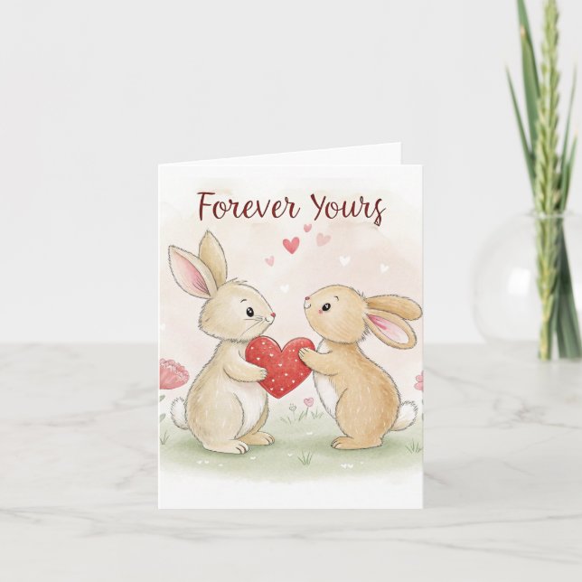 Carte Lapin Romantique – À jamais vôtre (Devant)