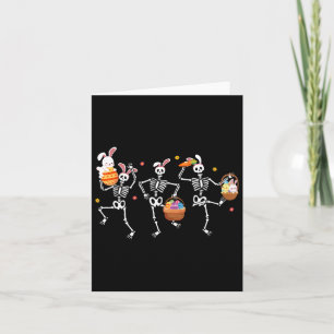 Carte Lapin Skeleton Danser Pâques Panier Carotte drôle