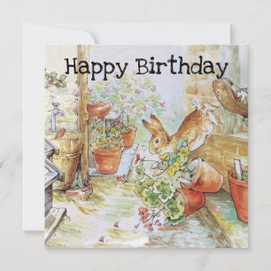 Carte Lapin vintage classique Joyeux anniversaire