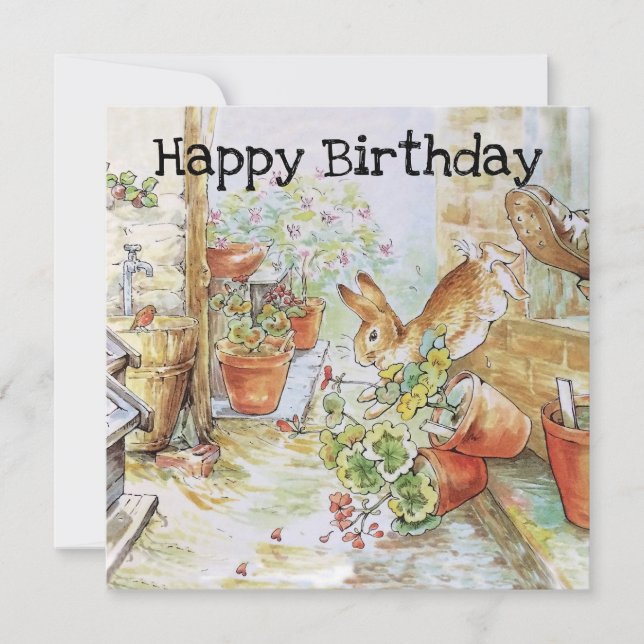 Carte Lapin vintage classique Joyeux anniversaire (Devant)