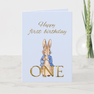 Carte Lapin Vintage Premier Anniversaire
