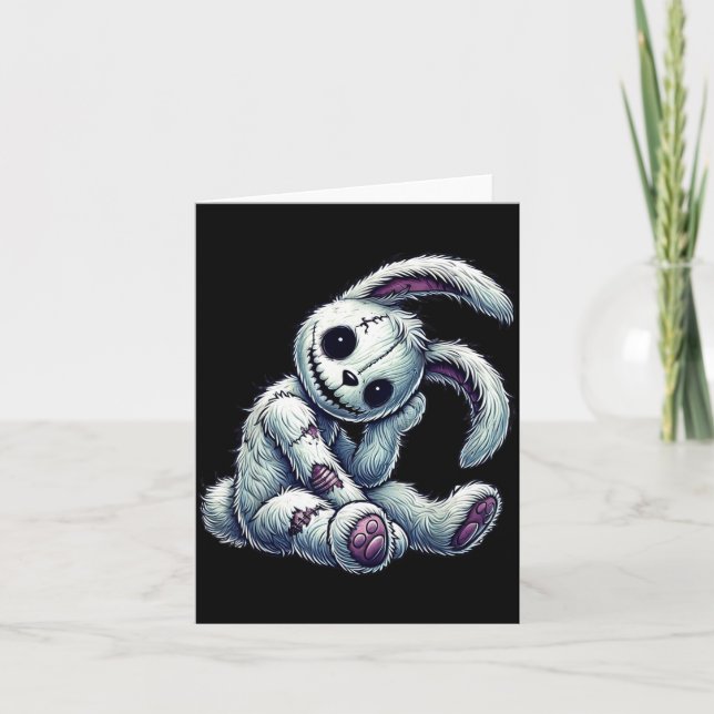 Carte Lapin zombie piqué de Pâques gothique et effrayant (Devant)