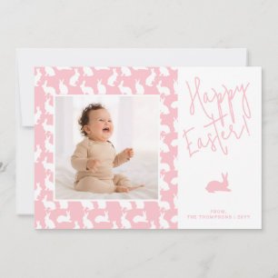 Carte Lapins Blancs Sur Fond Rose Avec Photo Personnalis