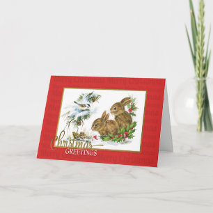 Carte Lapins de vœux de Noël Reproduction vintage