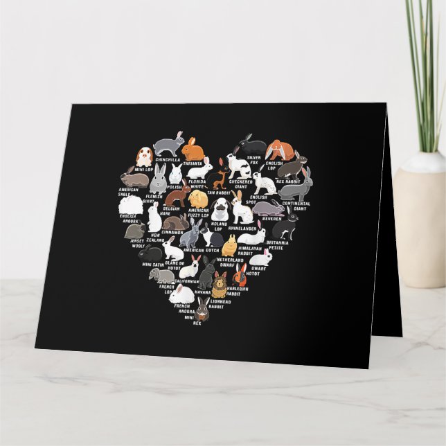 Carte Lapins drôles de cœur de lapin d'amour  (Devant)